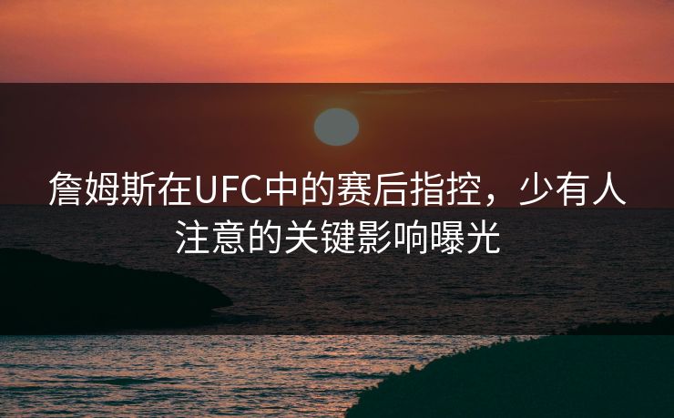 詹姆斯在UFC中的赛后指控，少有人注意的关键影响曝光